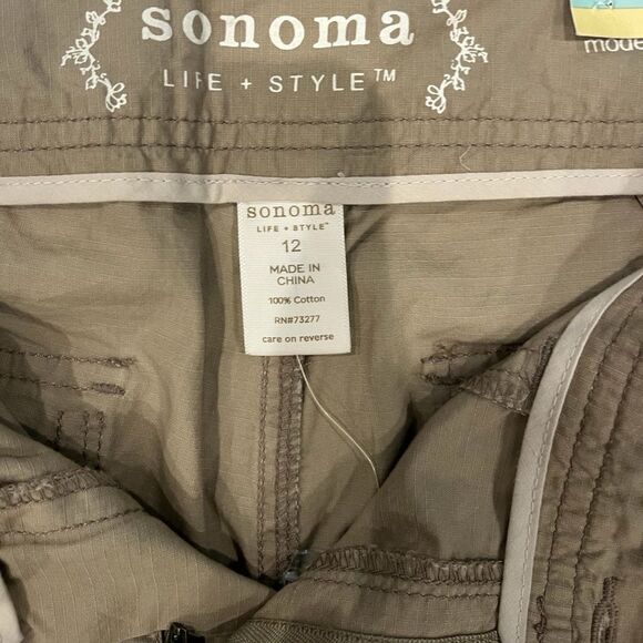 SONOMA LIFE STYLE MODERN FIT KAHKI MISSES BOTTOM CARGO PANT SIZE 12. - Picture 2 of 4